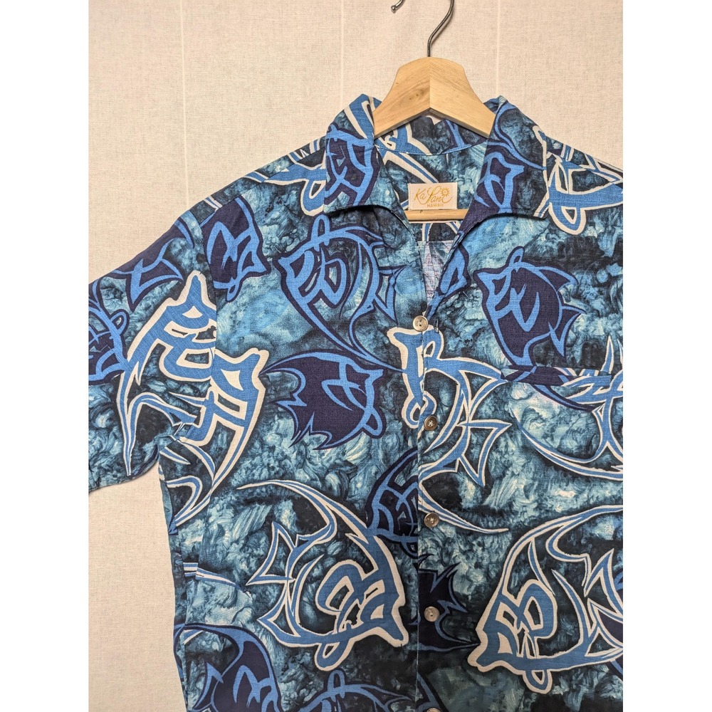 Cropped 50s Ka Lani Hapa Jac vintage barkcloth Hawaiian short sleeve button‎ up - Picture 5 of 5